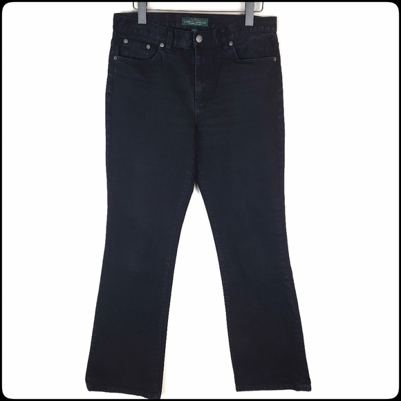 Lauren Ralph Lauren Denim - LAUREN RALPH LAUREN Women's Black Wash Classic Bootcut Stretchy Jeans Size: 10
